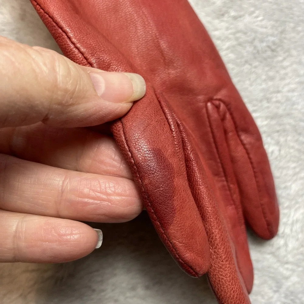 Gloves Intl Womens Leather Gloves Size M Cranberry Fleece Lined Wrist Thinsulate